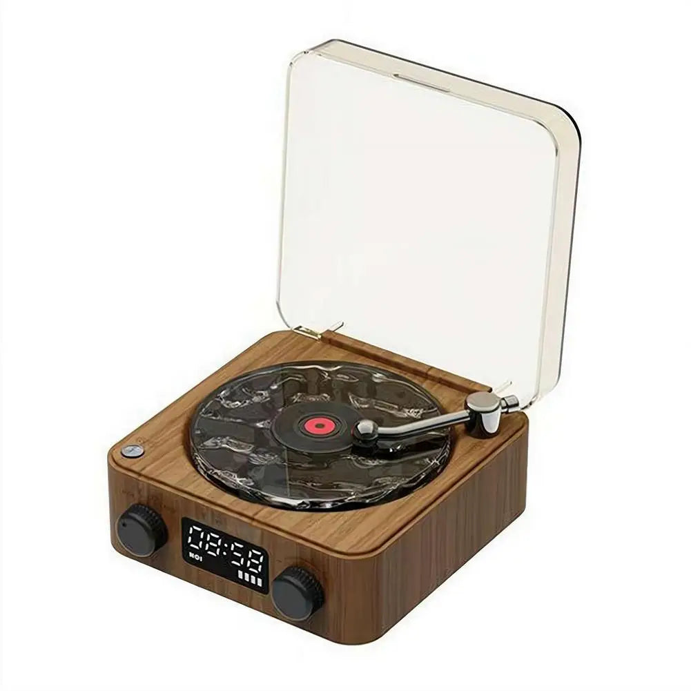 Bluetooth Speaker with White Noise Retro Turntable Speaker with Adjustable Ambient Lights Music Player with 4 Modes with Time