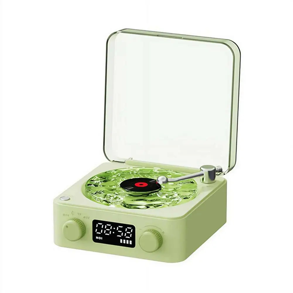 Bluetooth Speaker with White Noise Retro Turntable Speaker with Adjustable Ambient Lights Music Player with 4 Modes with Time