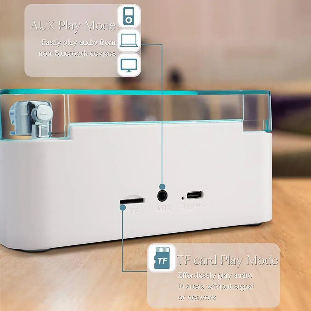 Bluetooth Speaker with White Noise Retro Turntable Speaker with Adjustable Ambient Lights Music Player with 4 Modes with Time
