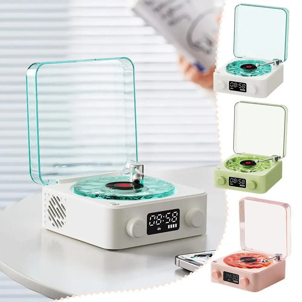 Bluetooth Speaker with White Noise Retro Turntable Speaker with Adjustable Ambient Lights Music Player with 4 Modes with Time