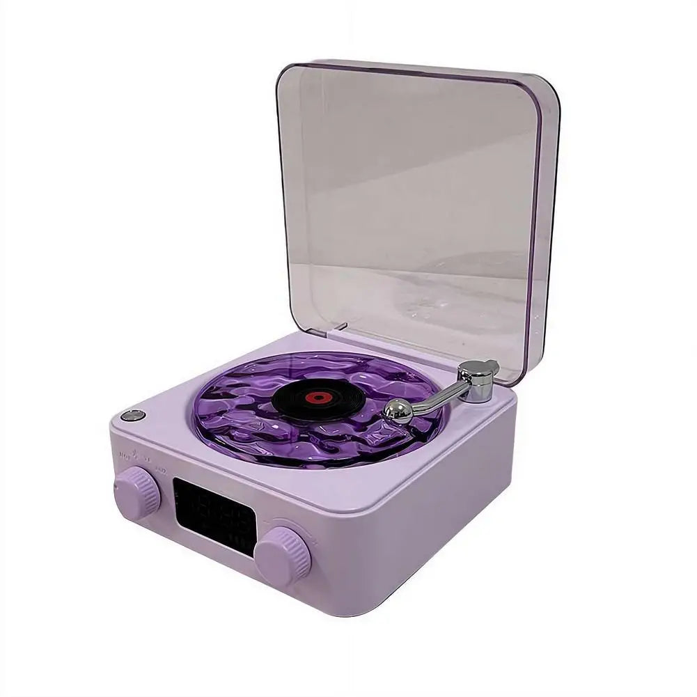 Bluetooth Speaker with White Noise Retro Turntable Speaker with Adjustable Ambient Lights Music Player with 4 Modes with Time