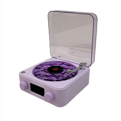 Bluetooth Speaker with White Noise Retro Turntable Speaker with Adjustable Ambient Lights Music Player with 4 Modes with Time