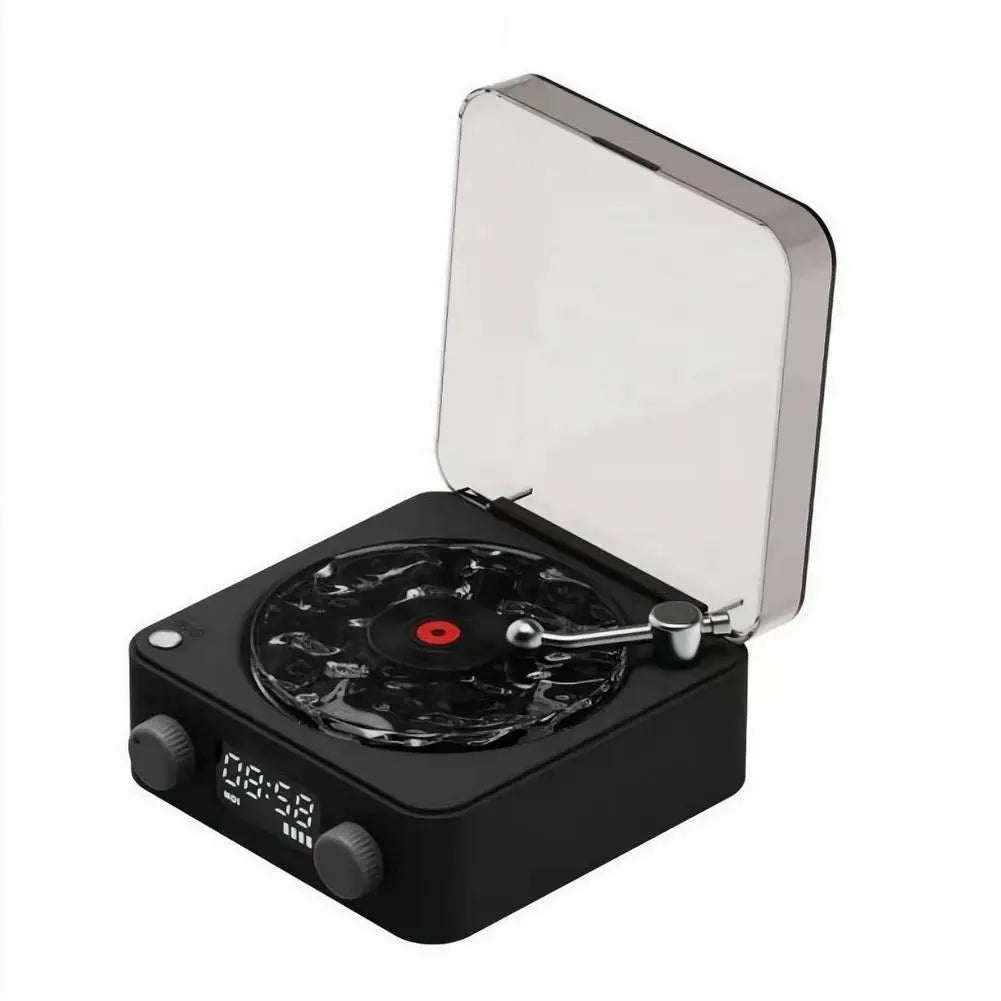 Bluetooth Speaker with White Noise Retro Turntable Speaker with Adjustable Ambient Lights Music Player with 4 Modes with Time