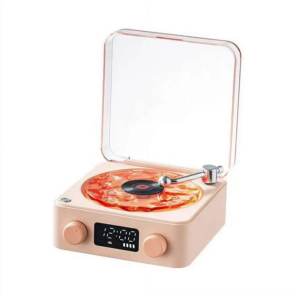 Bluetooth Speaker with White Noise Retro Turntable Speaker with Adjustable Ambient Lights Music Player with 4 Modes with Time